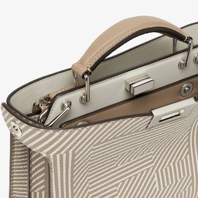 Men Two-Tone Printed Leather Bag Beige Fendi Accessories 6RHH1820