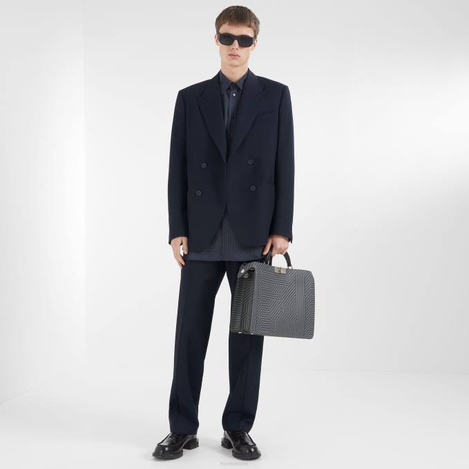 Men Two-Tone Printed Leather Bag Gray Fendi Accessories 6RHH1819