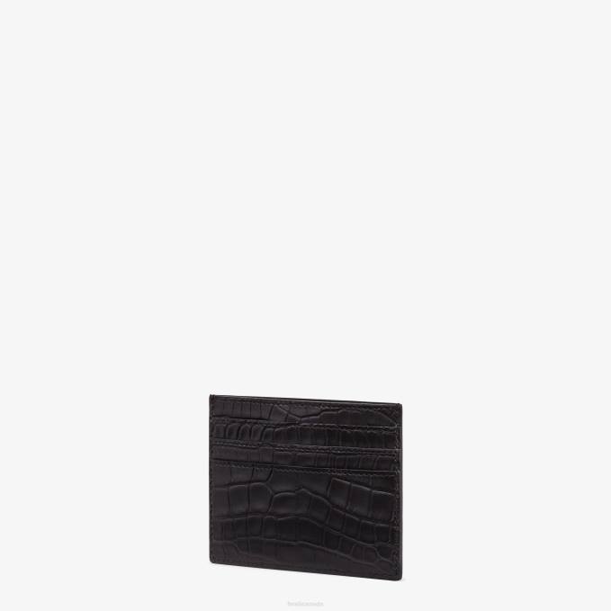 Men Alligator Leather Card Holder Black Fendi Accessories 6RHH2678