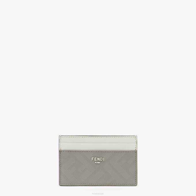 Men Dove Leather Card Holder Gray Fendi Accessories 6RHH2583