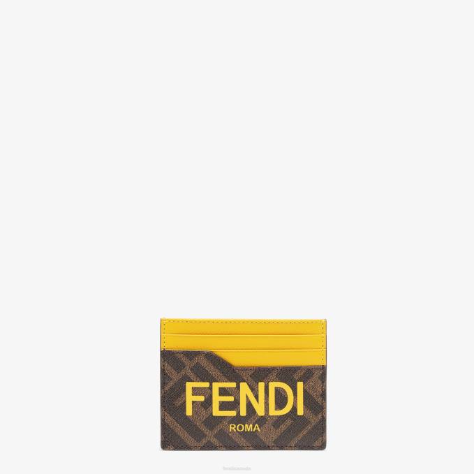 Men Fabric Card Holder Brown Fendi Accessories 6RHH2592