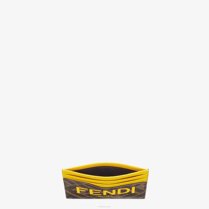 Men Fabric Card Holder Brown Fendi Accessories 6RHH2592