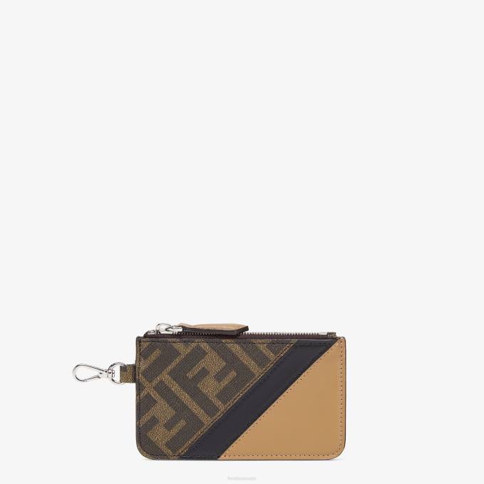 Men Fabric Card Holder Brown Fendi Accessories 6RHH2631