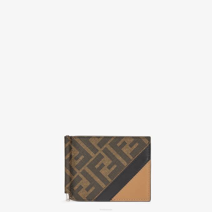 Men Fabric Money Clip Brown Fendi Accessories 6RHH2632