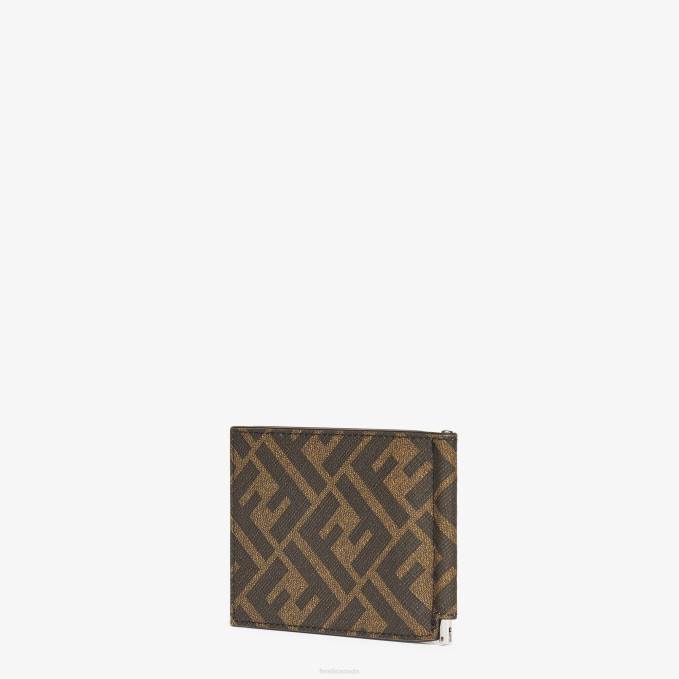 Men Fabric Money Clip Brown Fendi Accessories 6RHH2632