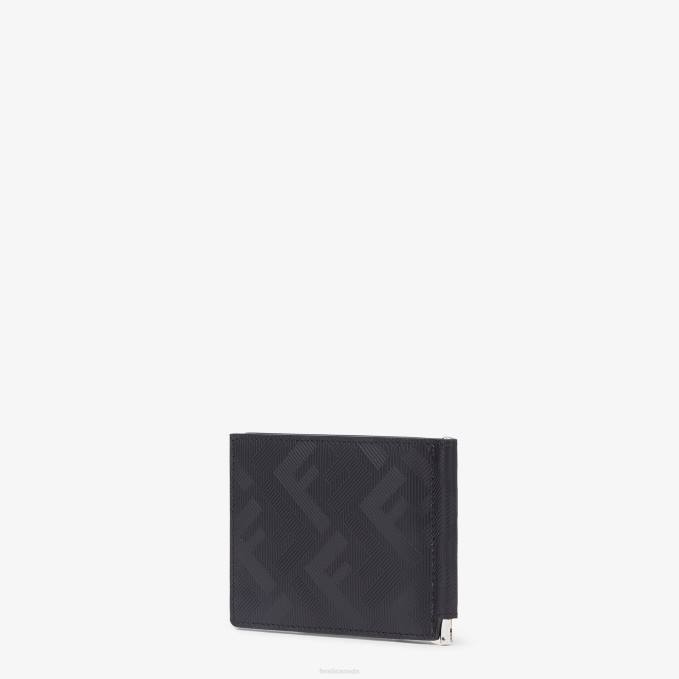 Men Leather Money Clip Black Fendi Accessories 6RHH2655