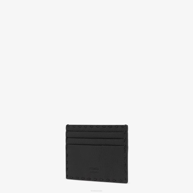Men Selleria Leather Card Holder Black Fendi Accessories 6RHH2600
