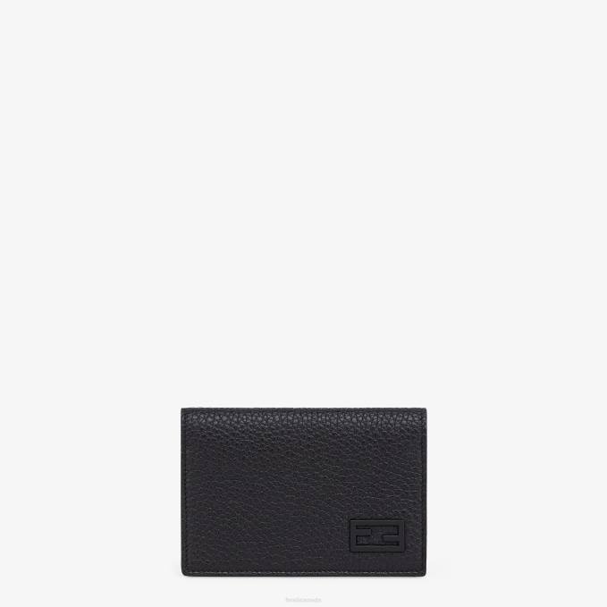 Men Selleria Leather Card Holder Black Fendi Accessories 6RHH2668