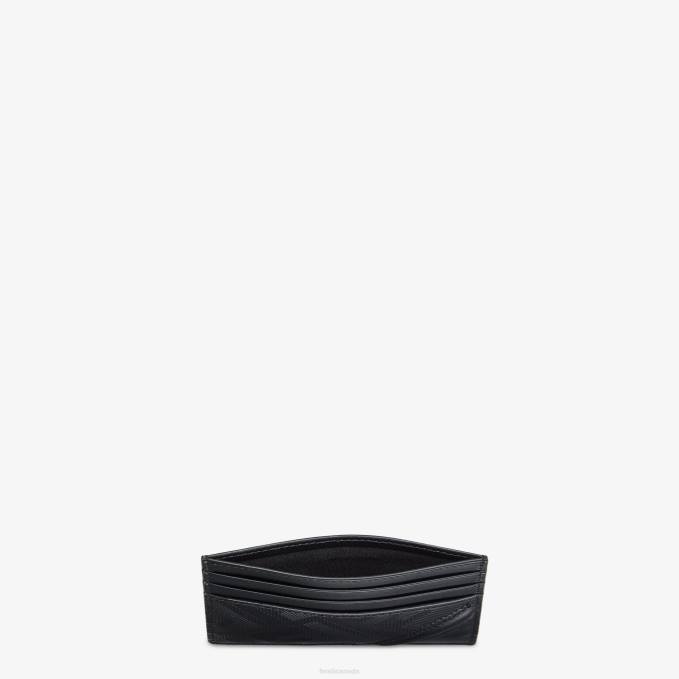 Men Shadow Diagonal Leather Card Holder Black Fendi Accessories 6RHH2575
