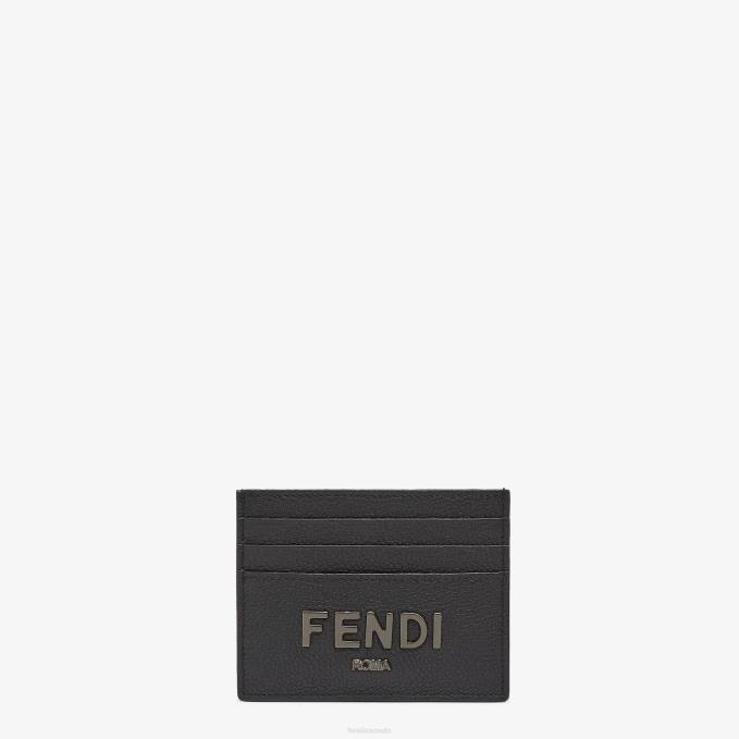 Men Signature Leather Card Holder Black Fendi Accessories 6RHH2609
