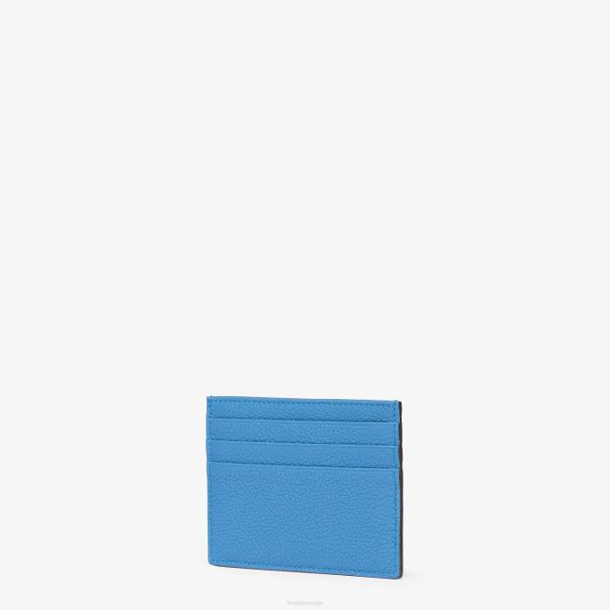 Men Signature Leather Card Holder Light blue Fendi Accessories 6RHH2611