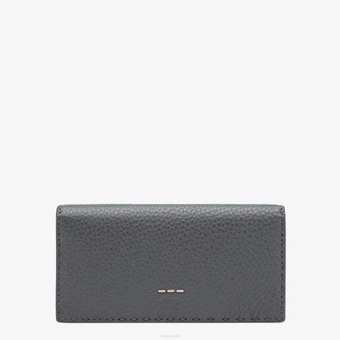 Men Continental In Roman Leather Gray Fendi Accessories 6RHH2682