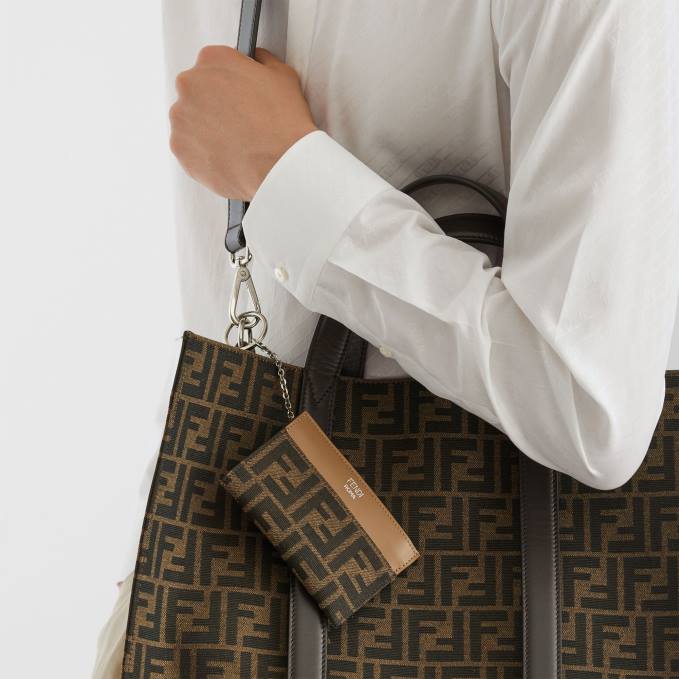 Men Fabric Key Case Brown Fendi Accessories 6RHH2400