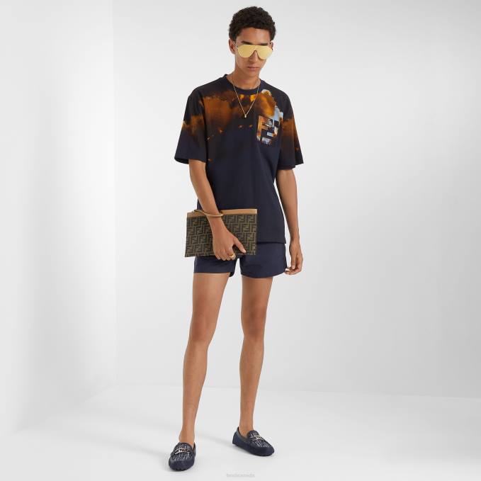 Men Fabric Pouch Brown Fendi Accessories 6RHH1876