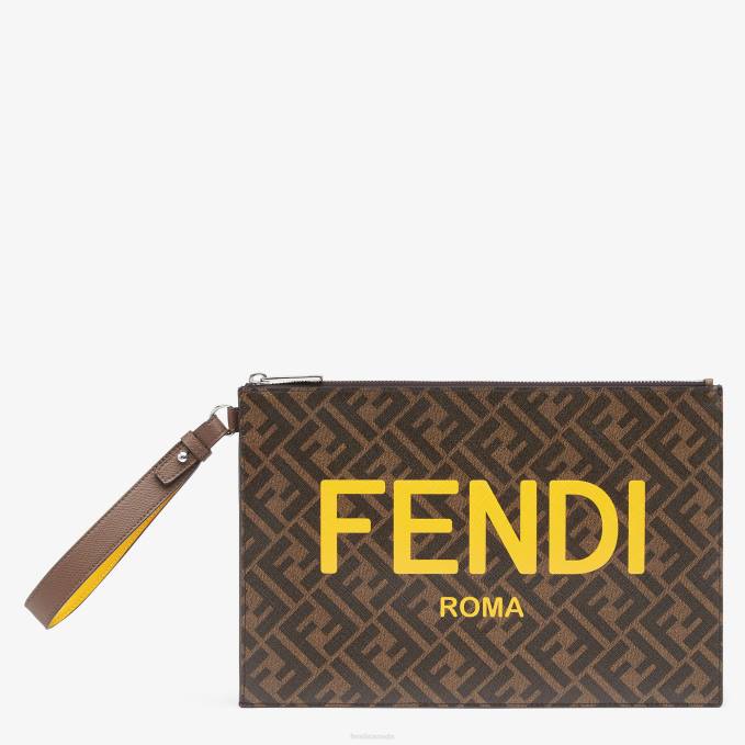 Men Fabric Pouch Brown Fendi Accessories 6RHH2635
