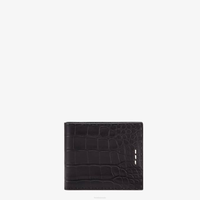 Men Alligator Bi-Fold Black Fendi Accessories 6RHH2673