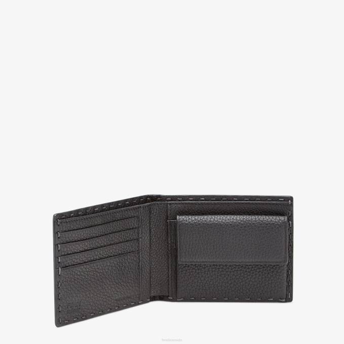 Men Bi-Fold Wallet In Leather Gray Fendi Accessories 6RHH2680