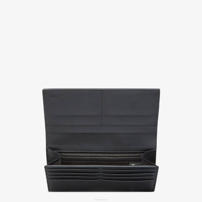 Men Continental Leather Wallet Black Fendi Accessories 6RHH2659
