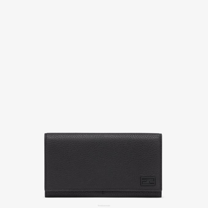 Men Continental Leather Wallet Black Fendi Accessories 6RHH2667