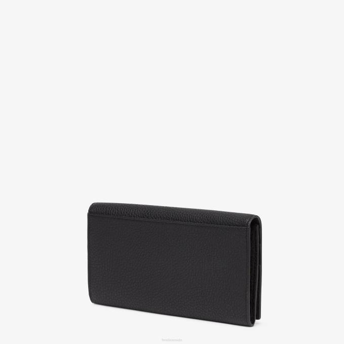 Men Continental Leather Wallet Black Fendi Accessories 6RHH2667