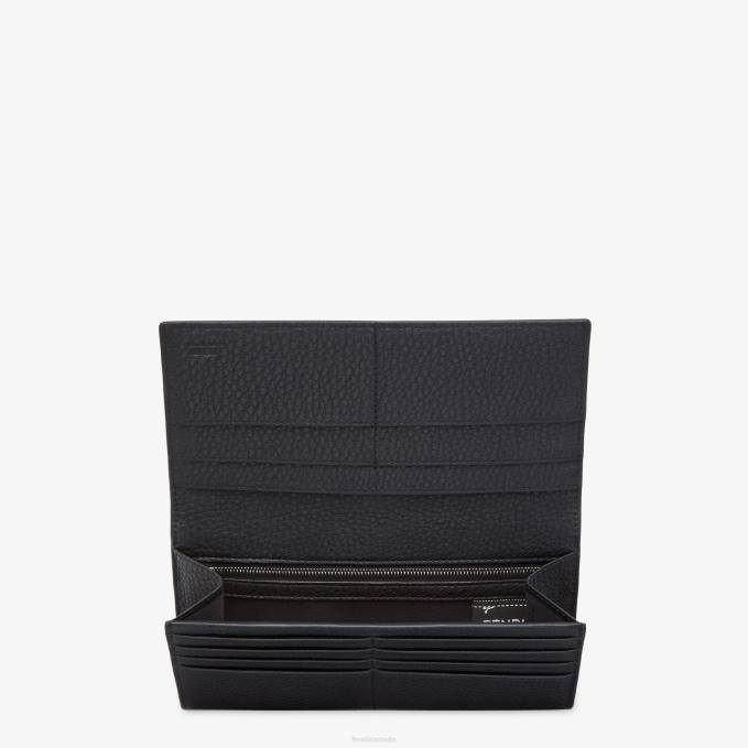 Men Continental Leather Wallet Black Fendi Accessories 6RHH2667
