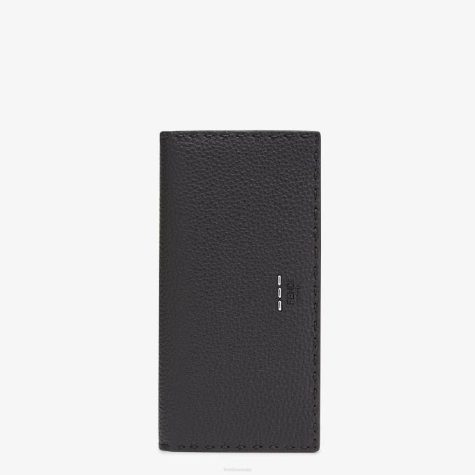 Men Continental Roman Leather Black Fendi Accessories 6RHH2683