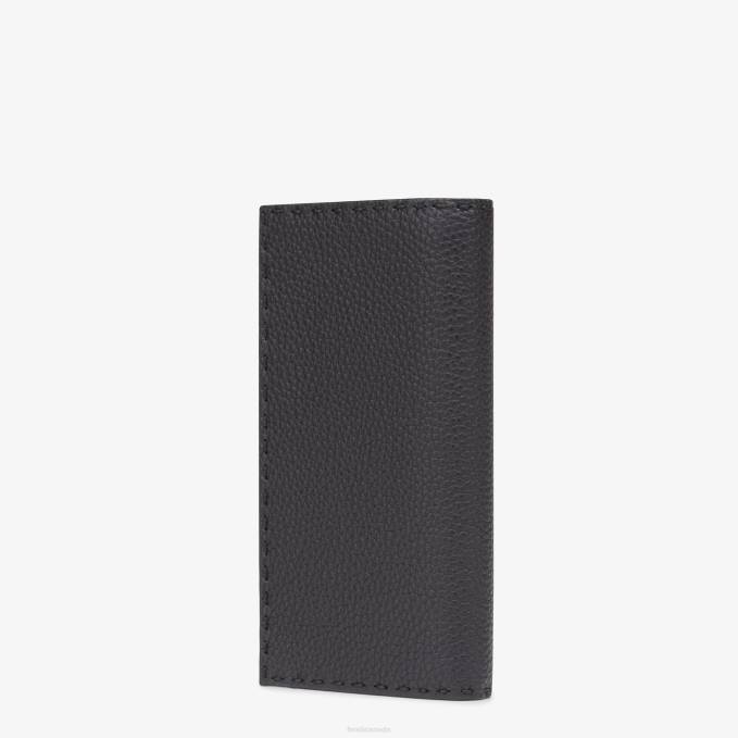 Men Continental Roman Leather Black Fendi Accessories 6RHH2683