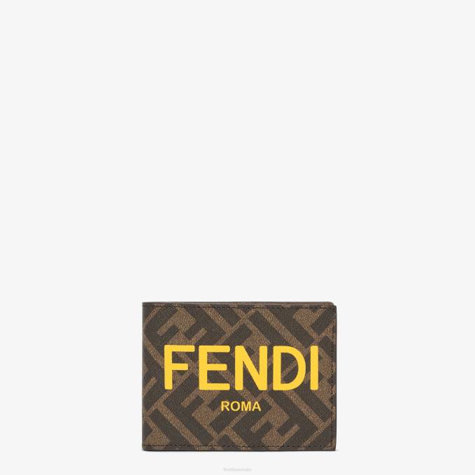 Men Fabric Bi-Fold Brown Fendi Accessories 6RHH2637