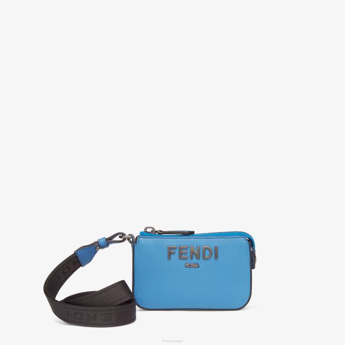 Men Leather Coin Purse Light blue Fendi Accessories 6RHH2616