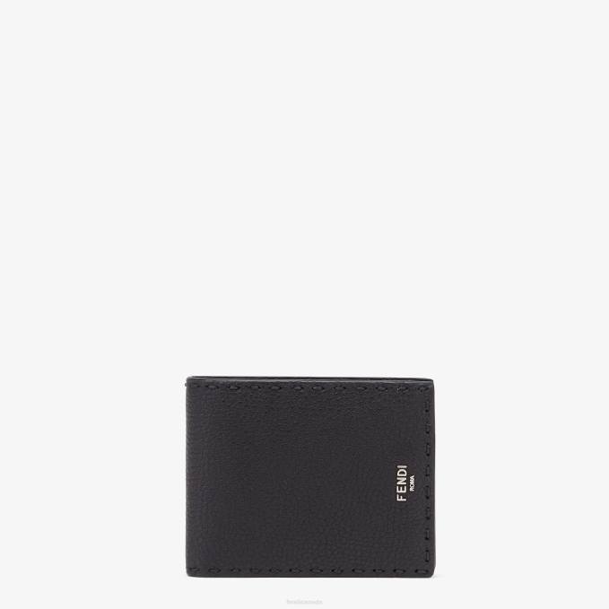 Men Selleria Leather Bi-Fold Wallet Black Fendi Accessories 6RHH2648