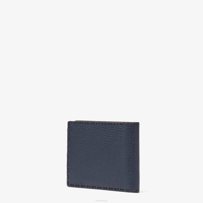 Men Selleria Leather Bi-Fold Wallet Blue Fendi Accessories 6RHH2644