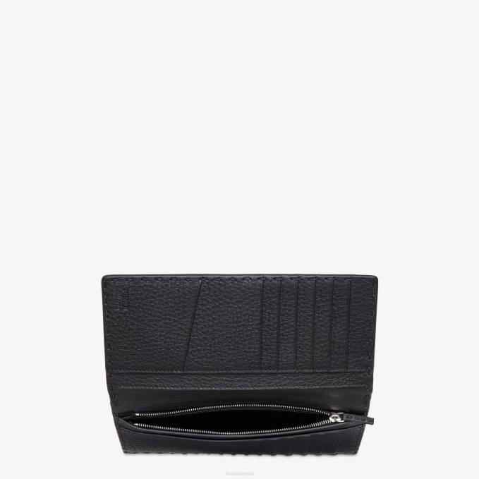 Men Selleria Leather Wallet Black Fendi Accessories 6RHH2603