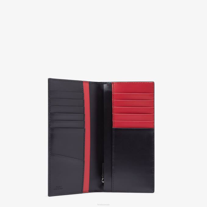Men Shadow Leather Wallet Black Fendi Accessories 6RHH2638
