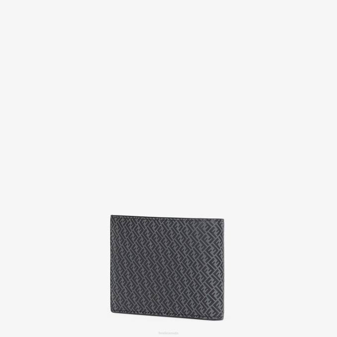 Men Us Dollar Leather Bi-Fold Wallet Black Fendi Accessories 6RHH2657