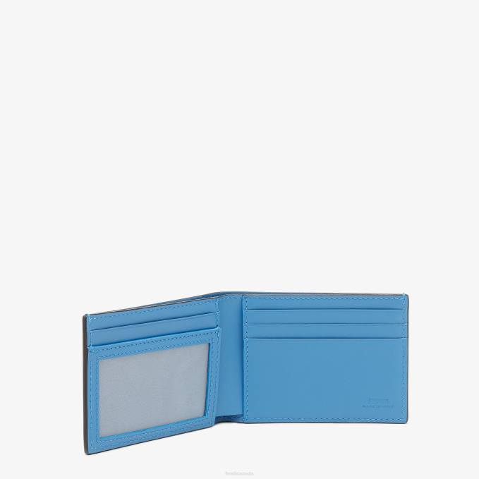 Men Us Dollar Signature Leather Bi-Fold Wallet Light blue Fendi Accessories 6RHH2617