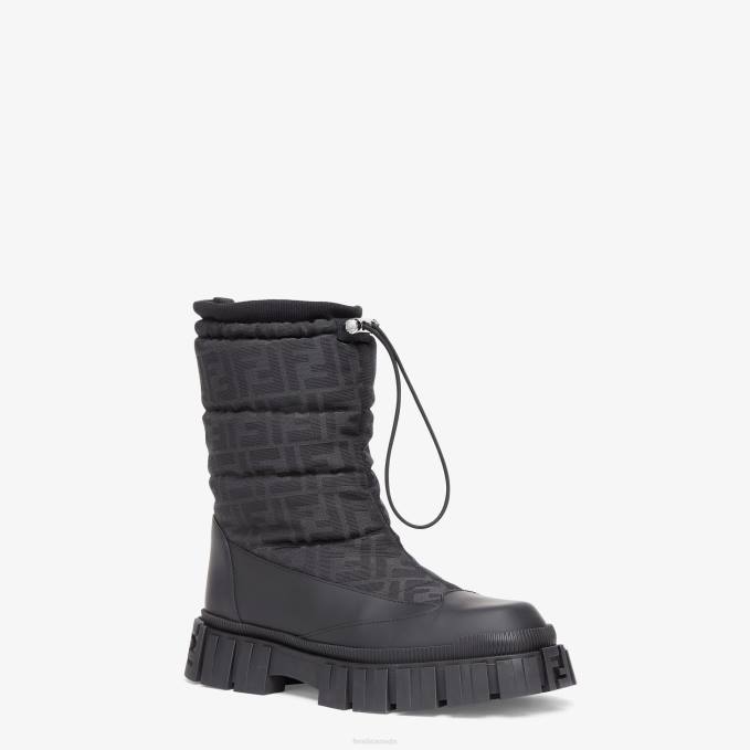Men Leather Boots Black Fendi Shoes 6RHH2318