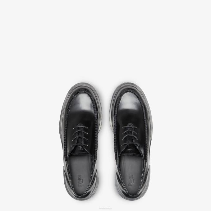 Men Leather Lace-Ups Black Fendi Shoes 6RHH2242