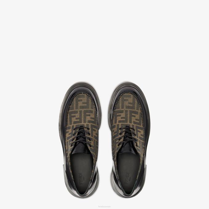 Men Leather Lace-Ups Black Fendi Shoes 6RHH2243