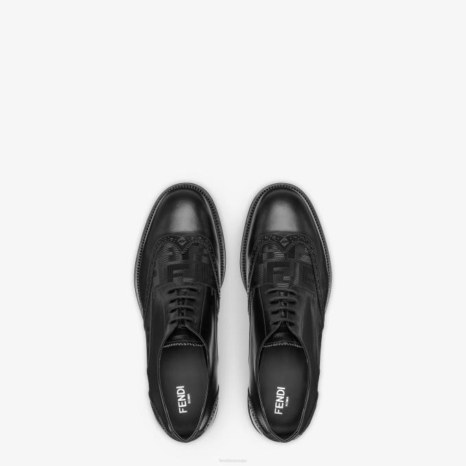 Men Leather Lace-Ups Black Fendi Shoes 6RHH2298