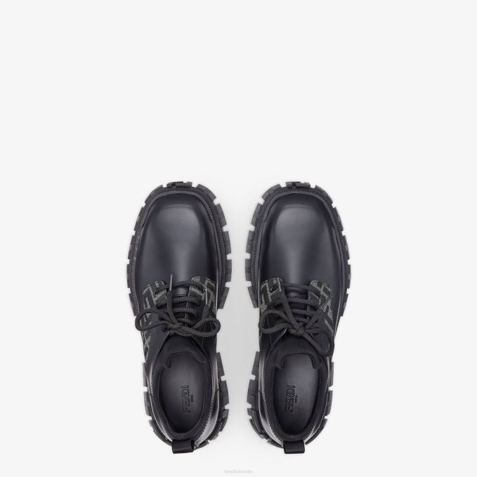 Men Leather Lace-Ups Black Fendi Shoes 6RHH2309