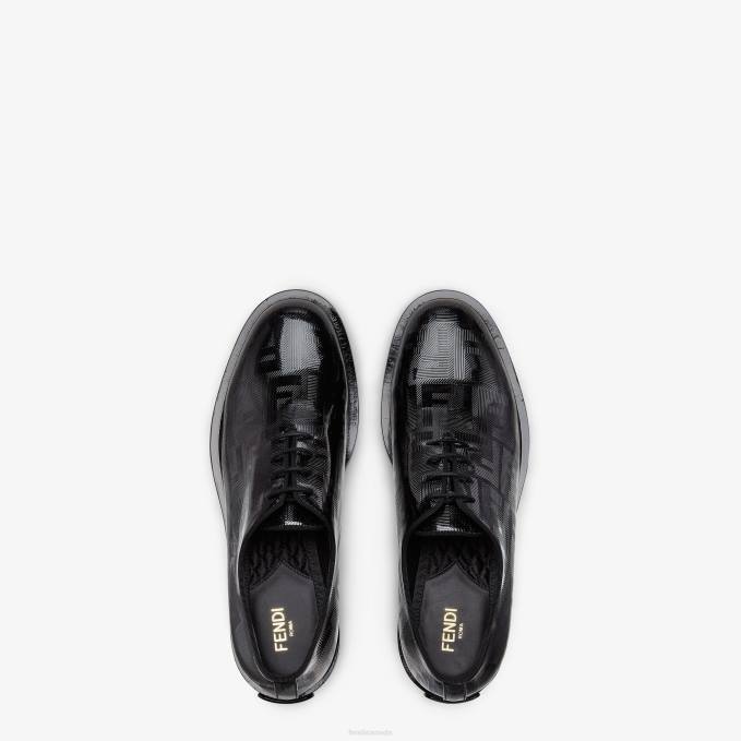 Men Patent Leather Lace-Ups Black Fendi Shoes 6RHH2312