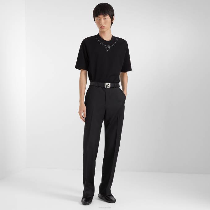 Men Leather Loafers Black Fendi Shoes 6RHH2223