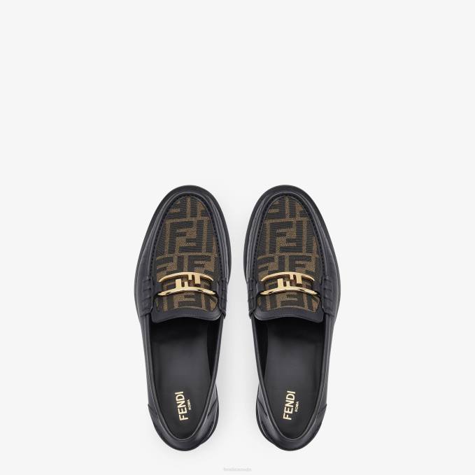 Men Leather Loafers Black Fendi Shoes 6RHH2241