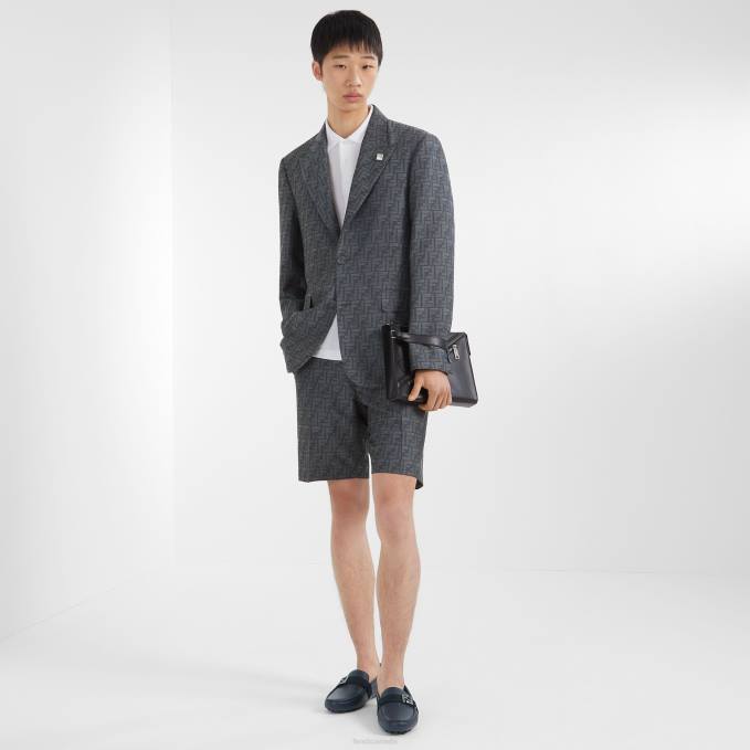 Men Leather Loafers Blue Fendi Shoes 6RHH2248