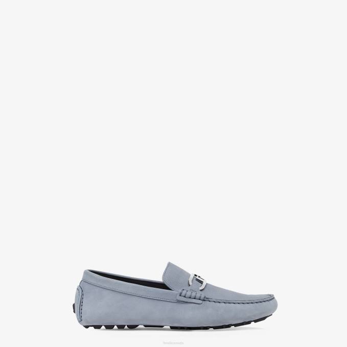 Men Nubuck Loafers Light blue Fendi Shoes 6RHH2222