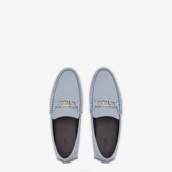 Men Nubuck Loafers Light blue Fendi Shoes 6RHH2222