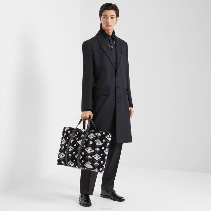 Men Patent Leather Slippers Black Fendi Shoes 6RHH2313