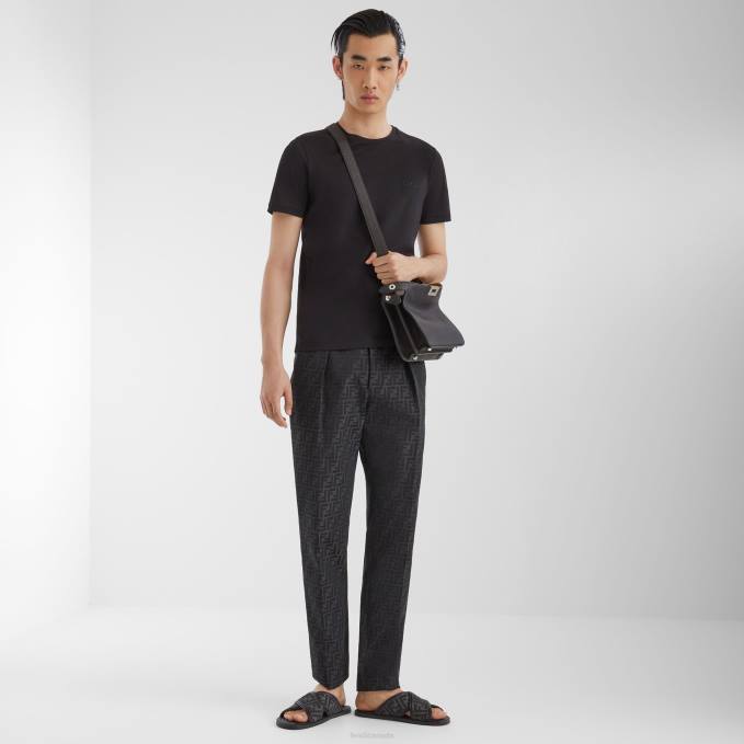 Men Fabric Slides Black Fendi Shoes 6RHH2256