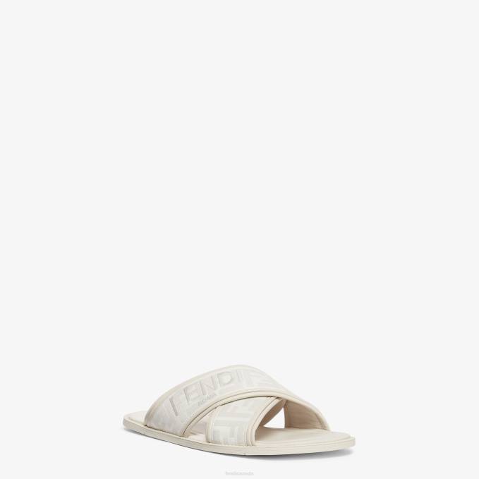 Men Fabric Slides White Fendi Shoes 6RHH2279