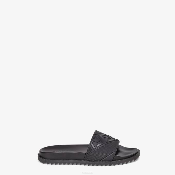 Men Rubber Footbed Black Fendi Shoes 6RHH2254